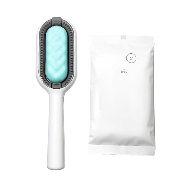 4-in-1 Pet Grooming Tool: Multi-Functional Hair Remover Brush with 10 Disposable Wipes - Green Short Teeth Design for Dogs, Cats & All Pets - Knot Opening, Dead Hair Removal, Massage & Sofa/Carpet