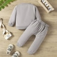 thumbnail image 5 of Caqnni Toddler Baby Boys Fall Winter Clothes Sweatshirt Pullover Top Pants Letters Prints Outfit Set 2Pcs Fall Winter Outfits (Gray,0-6M), 5 of 9