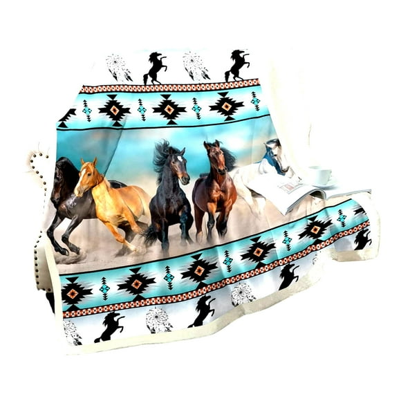 Cheval Tribal Dreamcatcher Polaire Jeter - Couverture d'Animal de Ferme Ethnique, Décor de Canapé de Style Nordique du Sud-Ouest, 50 "x60"