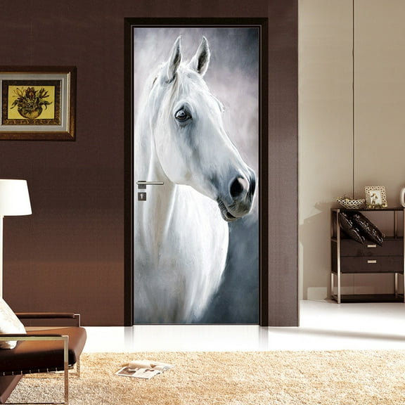 3D Door Stickers Murals Peel and Stick - Horse - Wallpaper Self-Adhesive Decals Removable PVC Waterproof Poster for Bedroom Living Room,SP-F227,S(38.5x200cmx2Pcs)