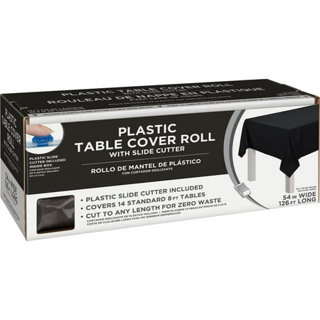 Amscan Boxed Plastic Table Roll, Jet Black, 54" x 126’