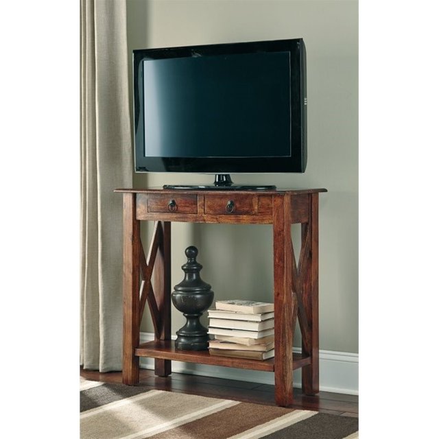 Ashley Abbonto 32" Table Console de Télévision avec Tiroirs en Brun Chaud