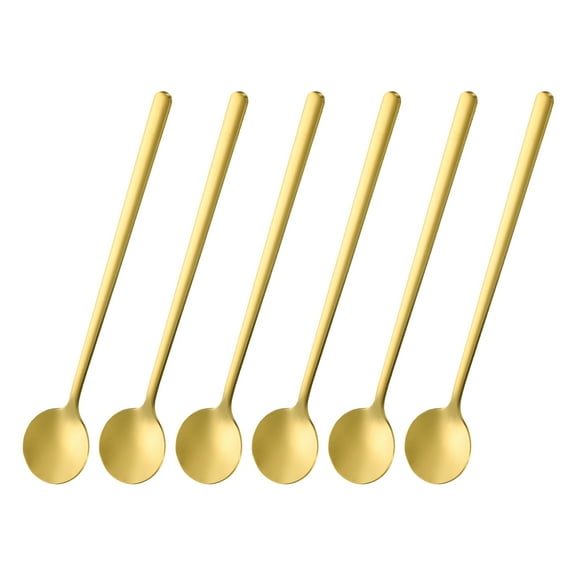 6pcs Espresso Spoons 6.7 Inches Stainless Steel Round Coffee Spoon, Gold Tone