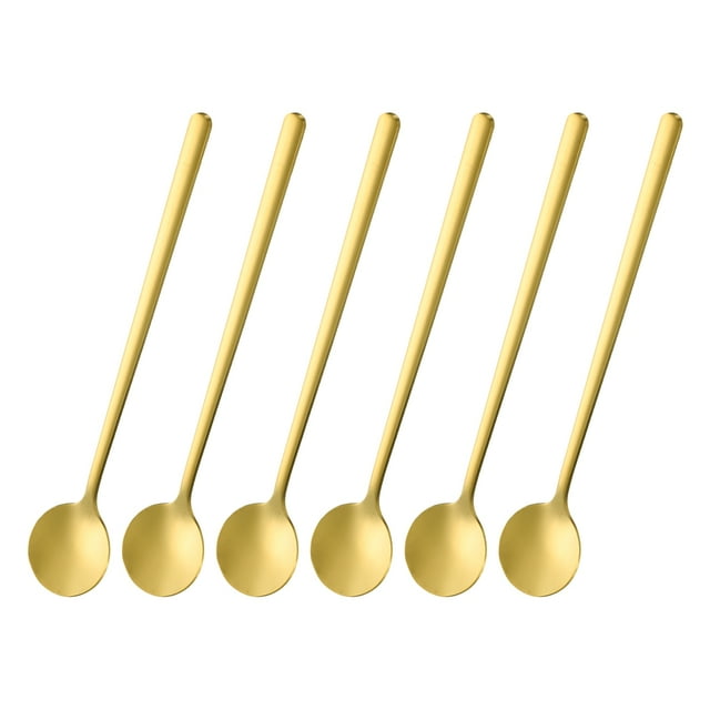 6 piezas de cucharas de espresso de 6.7 pulgadas de acero inoxidable, tono dorado