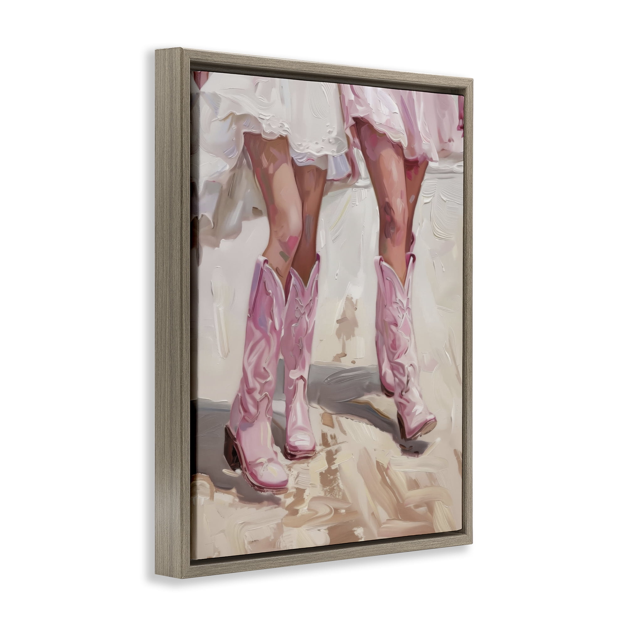 Stupell Industries Coastal Cowgirls Stepping People Painting Brown Floater Framed Canvas Art Print Wall Art, 25 x 31