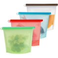 thumbnail image 1 of Reusable Silicone Food Storage Bag, Silicone Food Bag with Clip Freezer Storage Bag Preservation Bags for Fruits, Vegetables, Meat (4 Pack), 142g, 1 of 5