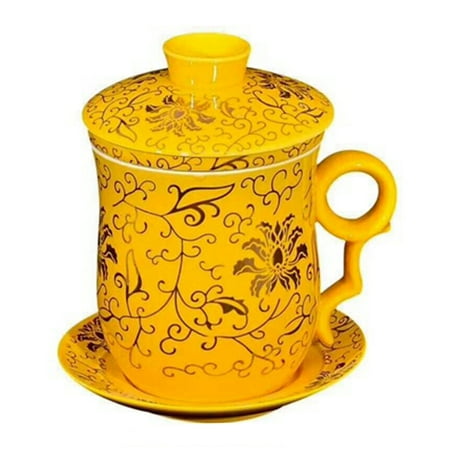 

Tea Talent Porcelain Tea Cup with Infuser Lid and Saucer Sets Coffee Mug Teacup Loose Tea Brewing System for Home Office