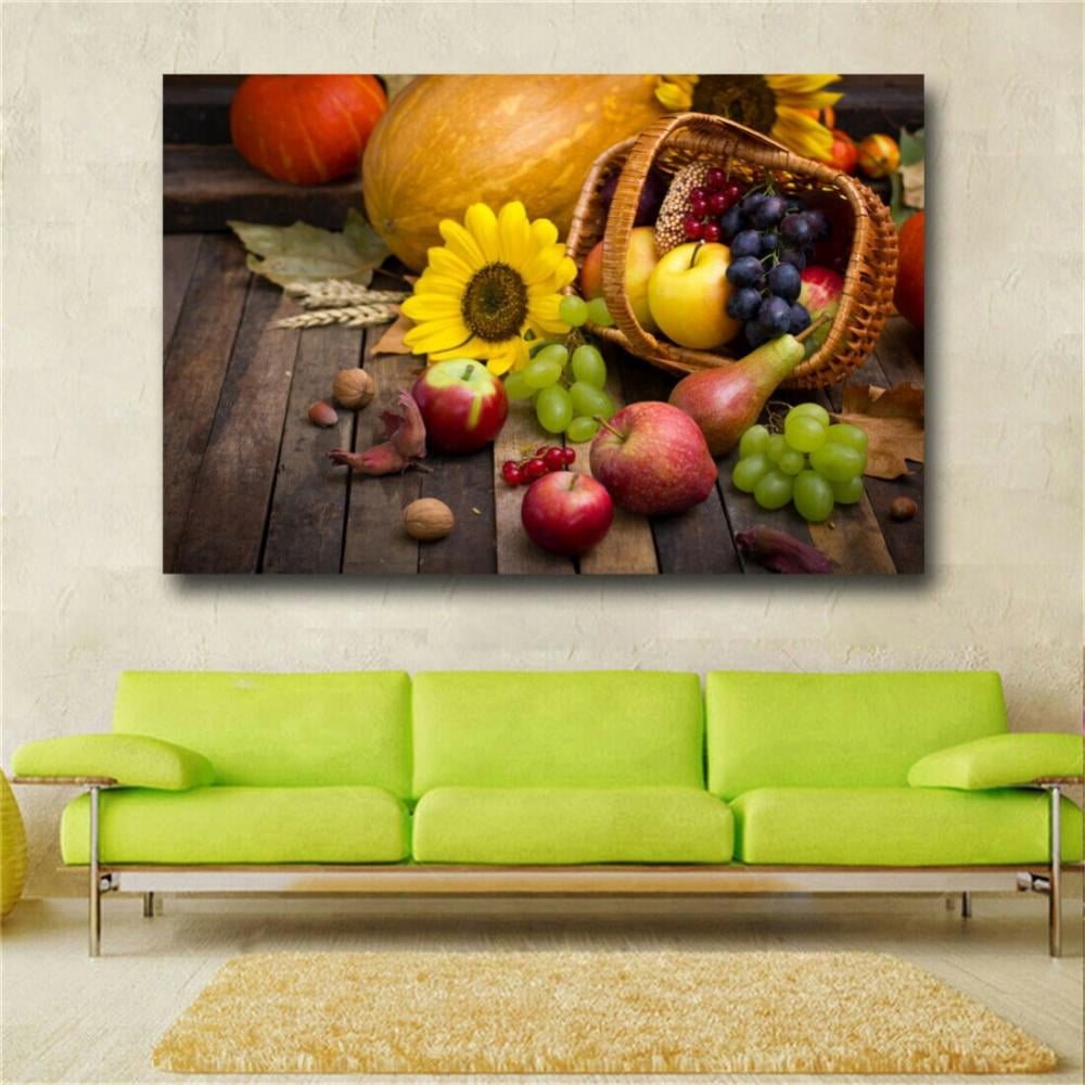 Fruits And Vegetables Sunny Gather on The Table Wall Art Painting The Picture Print on Canvas Food Pictures for Home Decor - 20inch x 28inch