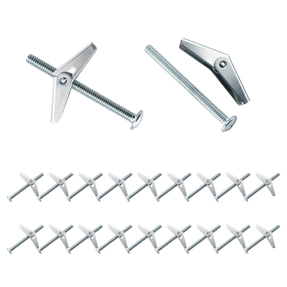 WellMade 1/4" Zinc Plated Steel Toggle Bolt Kit, 20 pcs, Heavy Duty Drywall Anchor with Wing Nut for Hanging