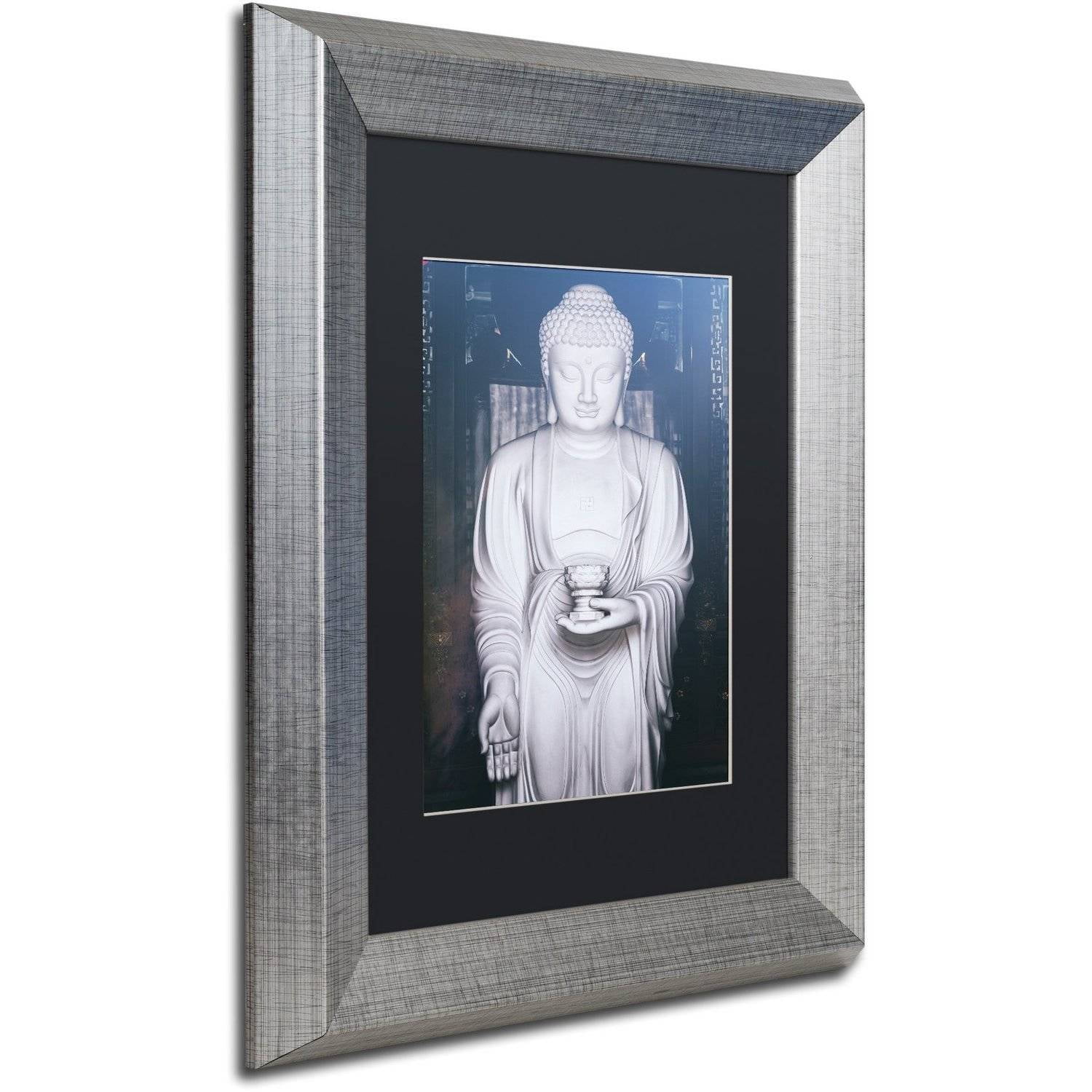 Trademark Fine Art "White Buddha" Canvas Art by Philippe Hugonnard, Black Matte, Silver Frame