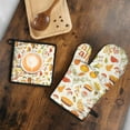 thumbnail image 5 of Fall Pumpkins Leaves Pattern Kitchen Oven Mitt and Pot Holder Sets 2 Pcs for Baking, Cooking and Grilling, Heat Resistant Up To 392 °F, 5 of 7