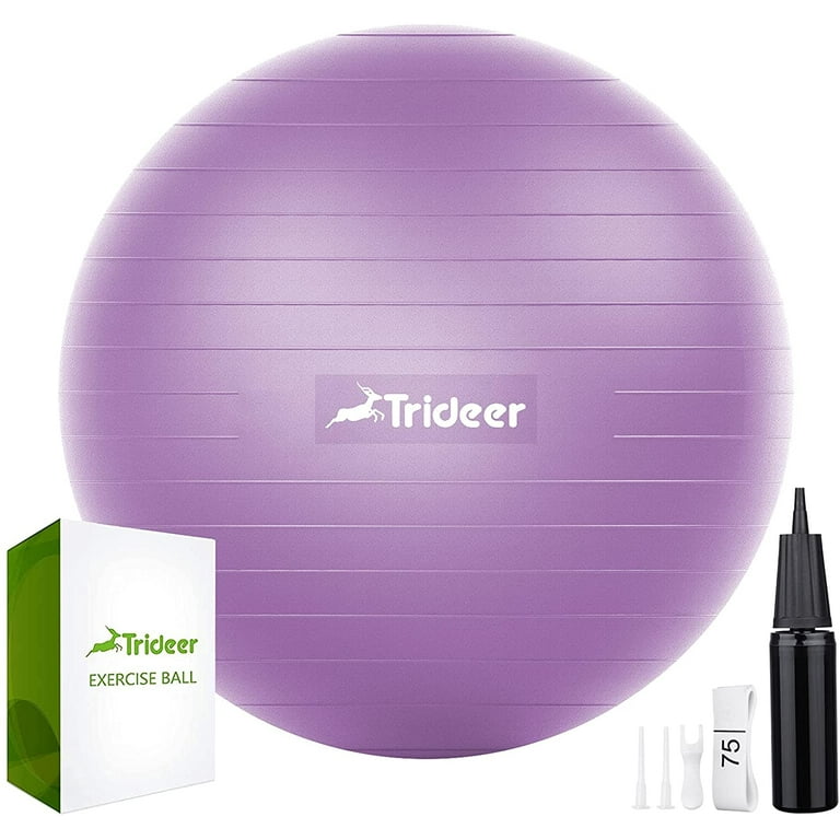 Trideer Exercise Ball Nature Themed Yoga Ball Easily Inflated Ball Chair for Workout Stability Balance Physical Therapy Pregnancy Quick Pump