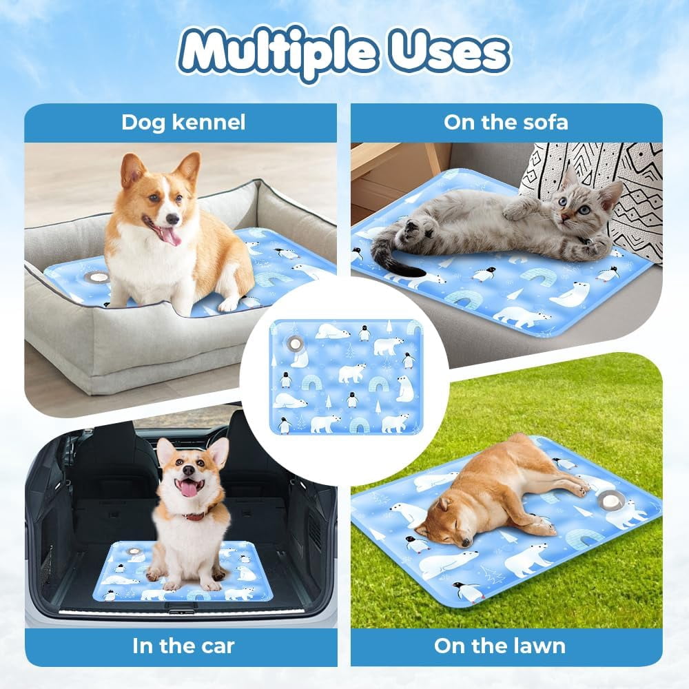 120*70cm Dog Cooling Mat, 2026 New Summer Pet Mats, Portable Pet Cooling Pad for Travel, Washable Gel Coolings Mat for Dogs and Cats Indoor Outdoor, Reusable Chill Pad Suitable for All Pets