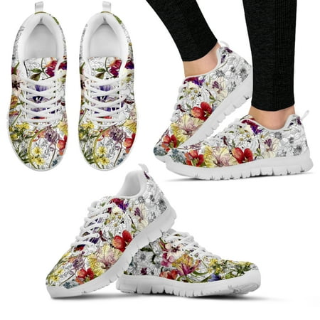 

Pretty Dark Tropical Flower Print Ladies Sport Sneakers Breathable Lace up Flat Shoes for Women Comfort Zapatillas