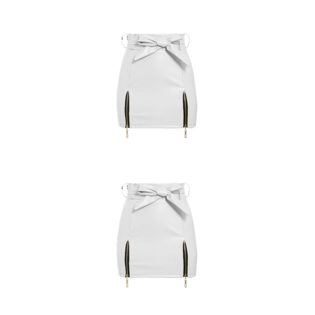 Sonducket Minifalda de cintura alta de verano para mujer, faldas por encima de la rodilla para fiesta de niñas, viajes, senderismo, moda Blanco METRO 2Conjunto