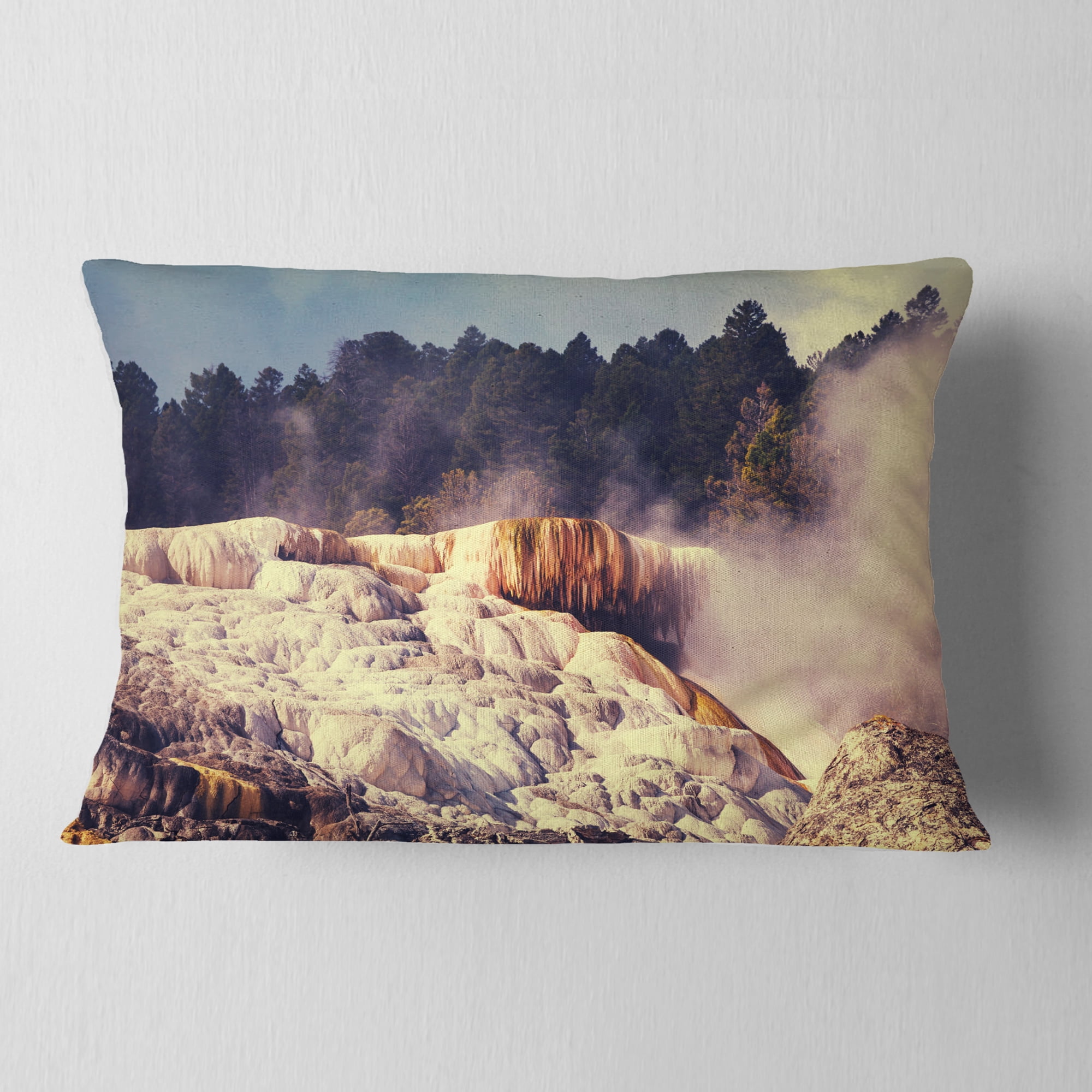 Designart Mammoth Hot Springs View - Landscape Printed Throw Pillow - 12x20