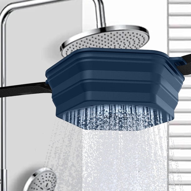 Bañera de hielo de silicona Shower, plegable, cómoda ducha fría, enfriador, baño de hielo portátil para uso en exteriores en gimnasios de Azul