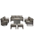 thumbnail image 2 of Unnifurnzi 8 Pieces Patio Furniture Set with Fire Pit Table-All Weather Wicker Outdoor Couch with Outdoor Swivel Chairs Outdoor Patio Furniture Set for Garden Backyard Balcony Poolside-Gray/Gray, 2 of 7