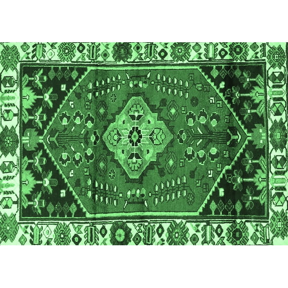 Ahgly Company Indoor Rectangle Persian Emerald Green Traditional Area Rugs, 8' x 10'