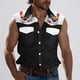 thumbnail image 4 of Camisas de Cuello para los Hombres de Moda Casual Imprimir Turndown Cuello sin Mangas Bolsillos Deportivos Tanque, Ligero Top de Verano, 4 of 5