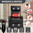 thumbnail image 6 of UHOMEPRO Swivel Rocker Recliner Chair, Faux Leather Manual Recliner with Heat and Massage, 360° Swivel Rocking Recliner Chair for Living Room, Home Theater Seating, Black, 6 of 8