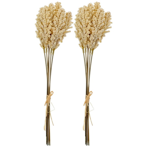2 Ramo de plantas artificiales blancas Decoración de trigo Grano Flor Rama Realista Simular Ramos de flores Fotografía Prop