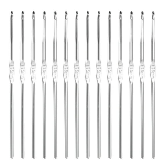 Uxcell Crochet Hook Set, 14Pcs 1.75mm Aluminum Ergonomic Crochet Needle Silver Tone
