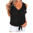 thumbnail image 1 of Leutsin Femmes Casual Solide en Vrac Col V Bustier Manches Courtes T-shirt Tops, 1 of 8