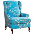 thumbnail image 1 of Stretch Wingback Chair Covers Printed WingBack Chair Slipcovers Armchair Slipcovers Sofa Furniture Protector for Living Room (Blue), 1 of 7