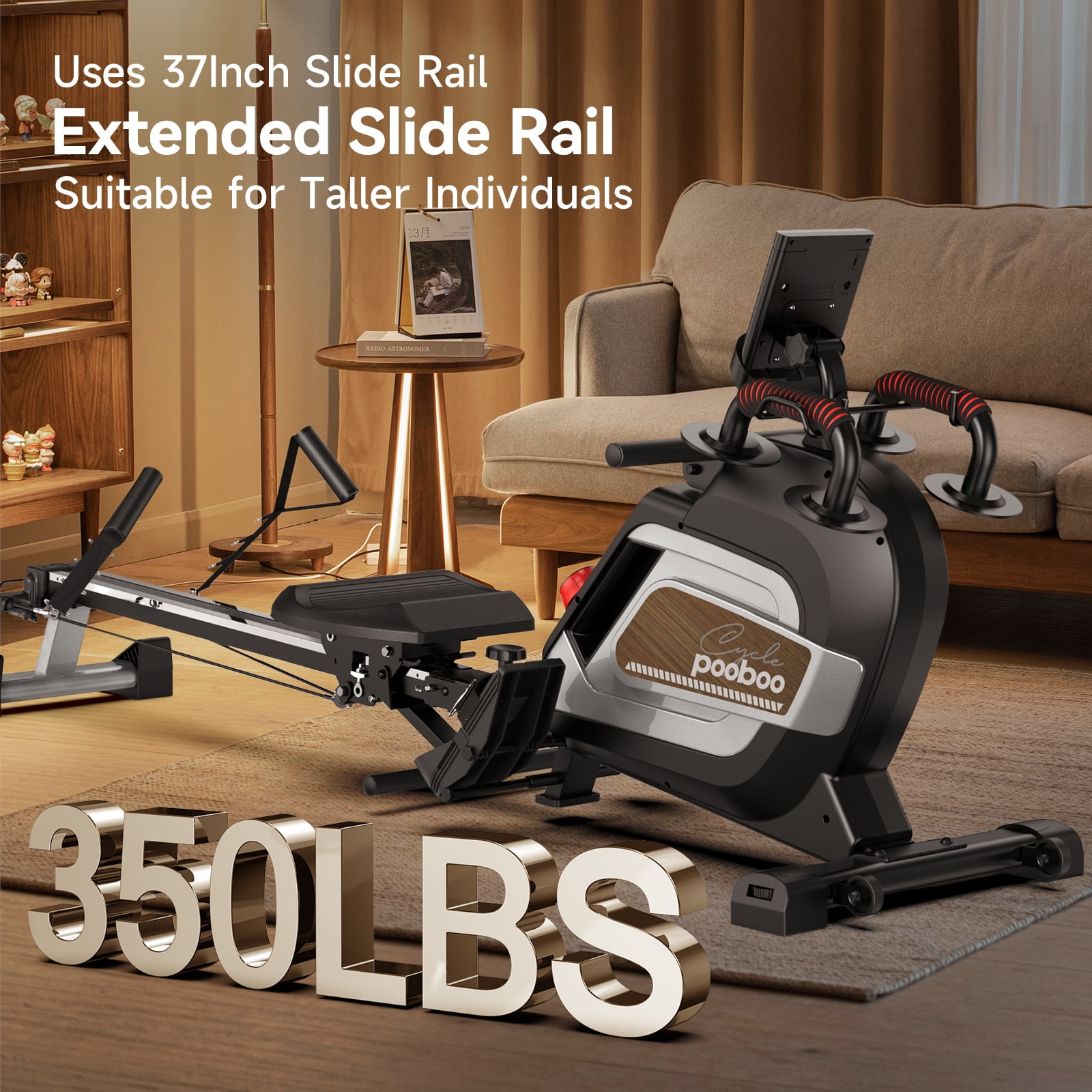 pooboo H016 14 Level Adjustable Magnetic Resistance Rowing Machine