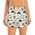 thumbnail image 3 of Uemuo Cute Dinosaurs Pattern Women's Athletic Shorts High Waisted Running Shorts with Liner Pockets Gym Elastic Workout Shorts-Large, 3 of 9