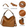 thumbnail image 5 of KL928 Leather Hobo Handbags for Women Crossbody Bags Retro Satchel Bag(Yellowish Brown), 5 of 6