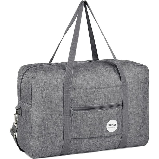 Travel Duffel Bag Foldable for Airlines Personal Item Bag 18x14x8inches ,Gray with Shoulder