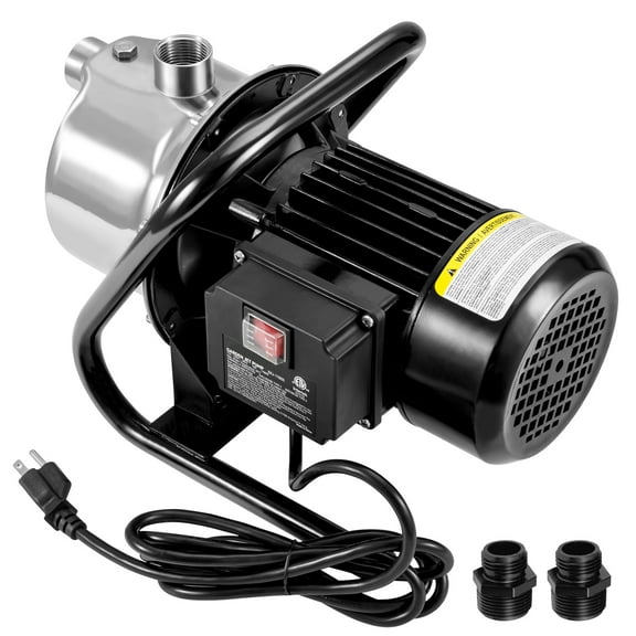 KFFKFF Surface Well Pump, 1.5 HP 115V, 1200 GPH at 164 ft Elevation, Maximum Pressure of 87 psi, Portable Stainless Steel Jet Pumps for Garden Lawn Watering System, Lake Fountain, and Water Movement