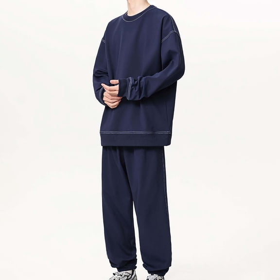 Yaoyar Men's Tracksuit 2 Piece Long Sleeve Round Neck Pullover Jogging Track Suit Athletic Casual Sweatsuit