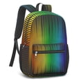 thumbnail image 2 of 17 Inch Lightweight Backpack,PVC Waterproof Oxford Fabric, Ergonomically Designed, with Large Capacity, Vibrant Rainbow Print, 2 of 5
