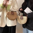 thumbnail image 5 of Sac en Paille Ajourée Semi-Circulaire Bohème pour Femmes, 5 of 5