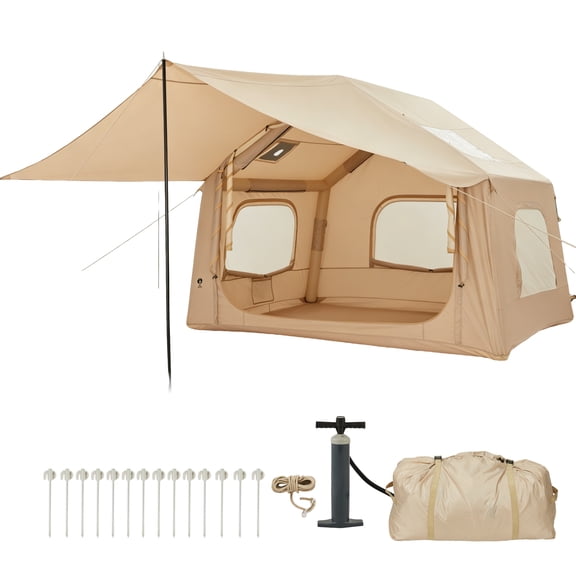 Spacious 6-Person Inflatable Camping Tent with .Inflatable Tents for Camping.Blow with Hand Pump.Waterproof Oxford.Quick Setup Outdoor Family Shelter.Easy Presentation.8 Square Feet