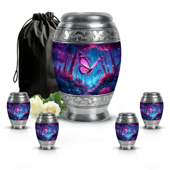 SABURIAL Butterfly Urn - Large Funeral Urn - Combo - 10 Inch Large With 3 Inch - Cremation Urns For Men & Women - Memorial Burials For Ashes - Burial Urns For Ash