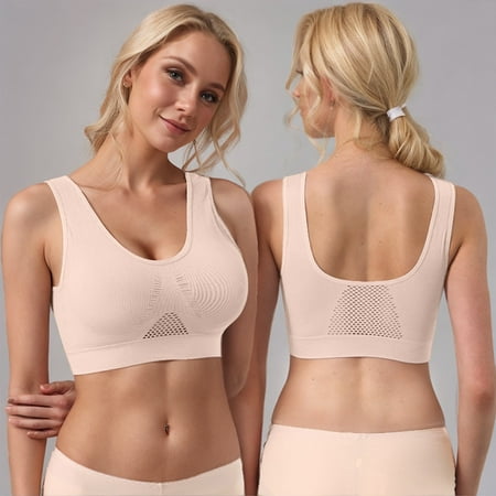 Juslio Minimizer Bras for Women Full Coverage Athletic Wirefree Vest Solid Yoga Bra