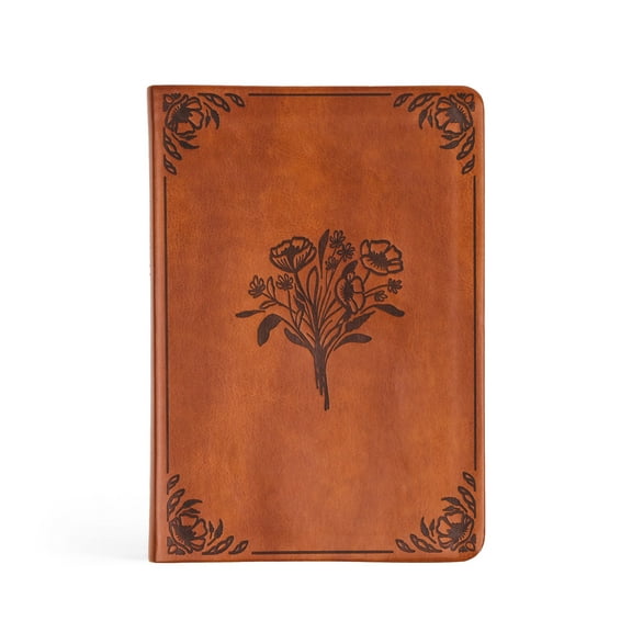 Hosanna Revival, Teen/Adult Notebook, 150-Page Lined Prayer Journal, Brown Leather-like Softcover with Floral Design, Title: Vienna Theme