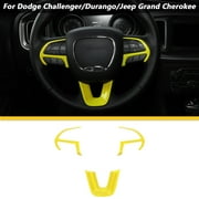 Cherocar Steering Wheel Trim for 2015-2022 Dodge Challenger, Charger, 2014+Dodge Durango, for Jeep Grand Cherokee SRT8, Yellow