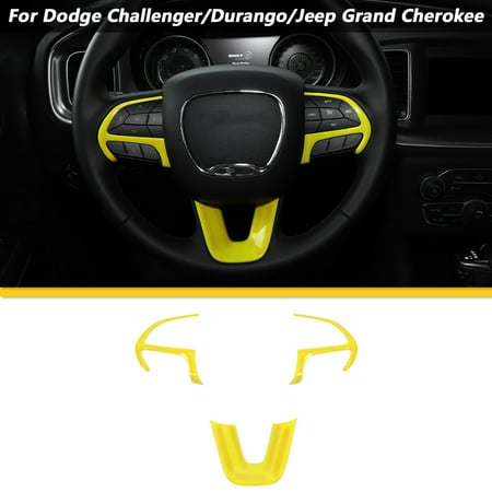 Cherocar Steering Wheel Trim for 2015-2022 Dodge Challenger, Charger, 2014+Dodge Durango, for Jeep Grand Cherokee SRT8, Yellow