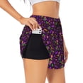 thumbnail image 2 of Disketp Mardi Gra2 Print Women's Shorts Workout Shorts for Athletic Gym Running Shorts with Phone Pockets, 2 of 8