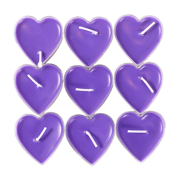 MOQLOM Valentine's Day Candle Lights, 50pcs Wedding Party Candle, Smoke-free Small Candles, Small Votive Candles Mini Heart Candles, Tea Light Candle for Valentine's Day Wedding (Purple)