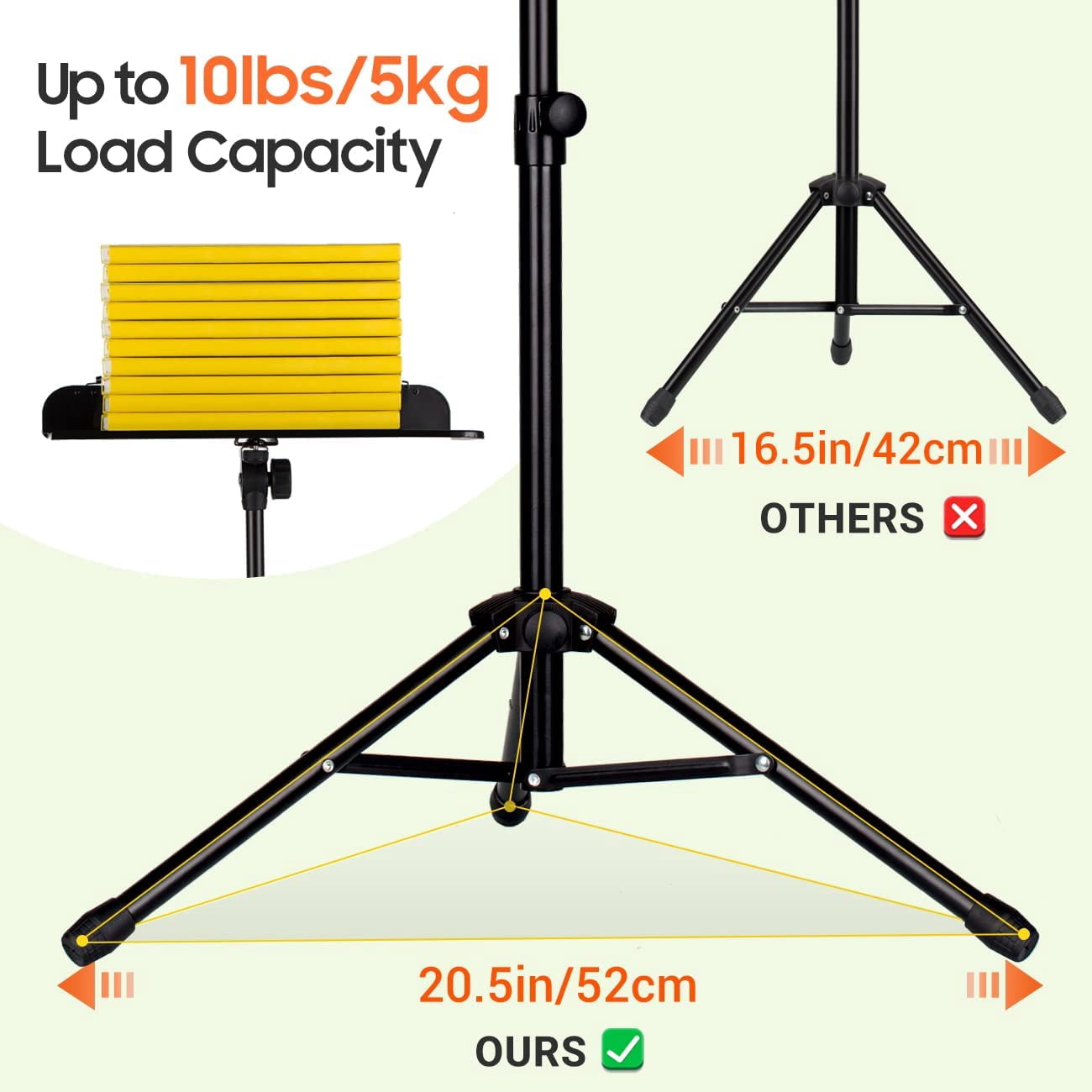 CAHAYA Portable sheet music stand: 3 in 1 Dual-use Sheet Music Stand & Desktop Book Stand Adjustable 31.4–55.9 in with Book Stand Support, Carrying Bag