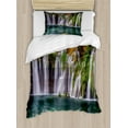 thumbnail image 1 of Croatia Duvet Cover Set Twin Size, Nature Photography of Plitvice Lakes National Park with Trees in Europe, Decorative 2 Piece Bedding Set with 1 Pillow Sham, Multicolor, by Ambesonne, 1 of 3