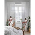 thumbnail image 3 of Christmas Snowman Sheer Curtains 108 Inch Long 2 Panels, Elk Christmas Tree Balls Winter Gray Light Filtering Rod Pocket Semi Sheer Curtains, Sheer Voile Drapes for Living Room Bedroom, 52"x108", 3 of 5