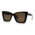 thumbnail image 5 of Womens Oversized Rectangle Cat Eye Plastic Retro Mod Minimal Sunglasses Tortoise - Brown, 5 of 8