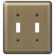 thumbnail image 1 of Placa para Interruptor Amerelle 154TT Devon de 2 Teclas en Acero con Acabado en Latón Cepillado, 1 of 4